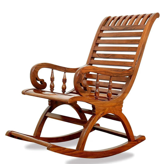 Classic Handcrafted Rocking Chair with Sculpted Armrests
