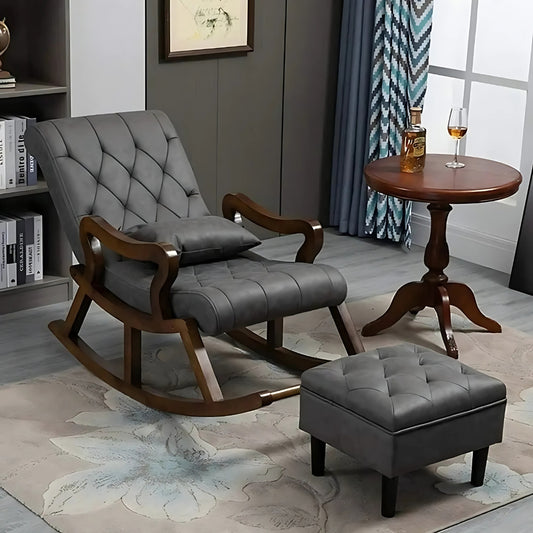 Wooden Rocking Chair with Footrest