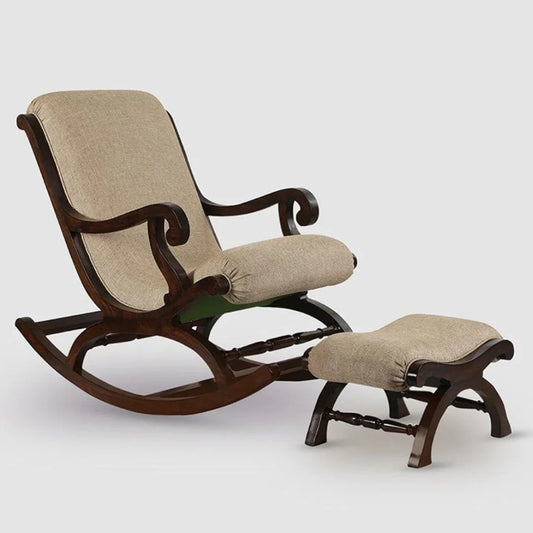 Elegant Rocking Chair with Cushioned Comfort and Matching Footrest