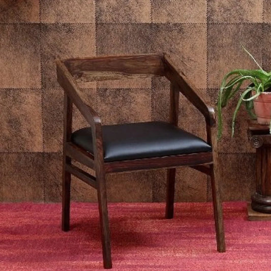 Modern Solid Wood Armchair with Black Cushion in Provincial Teak Finish