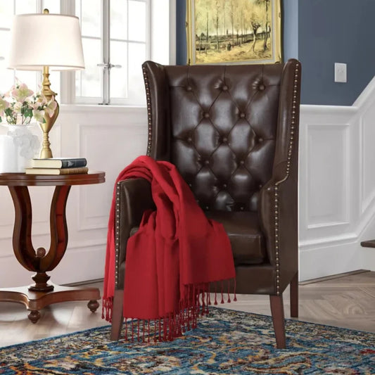 Tufted Upholstered Wingback Chair with Nailhead Trim