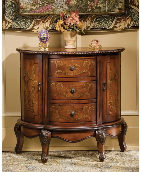 Lucchesi Serpentine Wooden Console Table with Faux Inlaid Hand-Painting