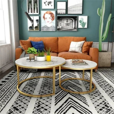 Nordic Nesting Marble Coffee Table Set of 2