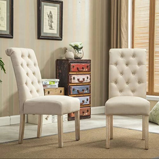 Habit Solid Wood Tufted Parsons Dining Chair Set (Set of 2)
