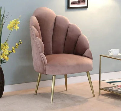 Naina Velvet Pink Peacock Chair with Gold Legs