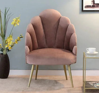 Naina Velvet Pink Peacock Chair with Gold Legs