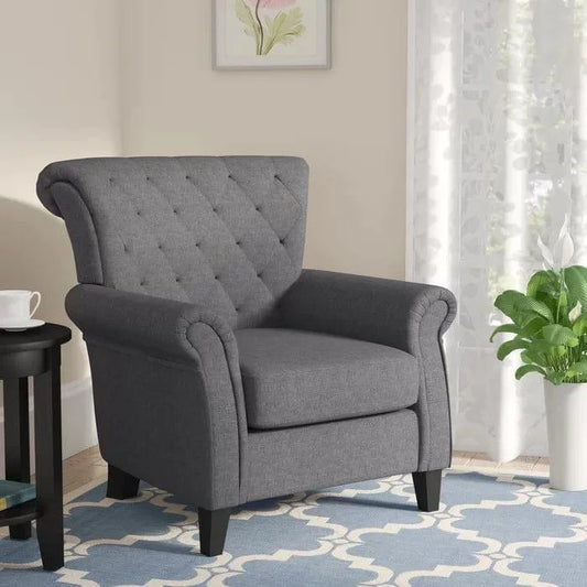 Boise Wide Tufted Armchair with Rolled Arms and Button Back