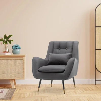 Dowdle Velvet Accent Lounge Chair with Gold-Tipped Legs