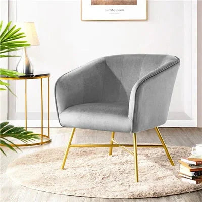 Shemar Upholstered Velvet Armchair with Gold Legs