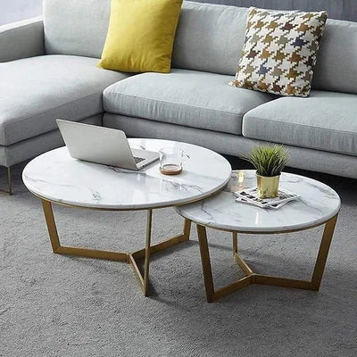 Harvey Round Marble Nesting Coffee Table Set of 2
