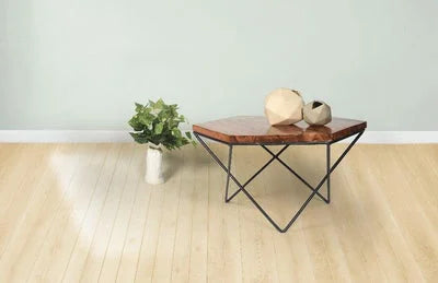 Sheesham Wood Maya Hexagonal Coffee Table with Metal Base
