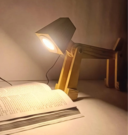 Wooden Dog-Shaped Study Lamp