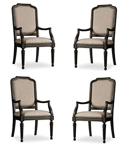 Handcrafted Sheesham Wood Armchairs with Upholstered Backrest – Set of 4