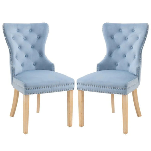 Wallick Tufted Velvet Dining Chairs with Nailhead Trim (Set of 2)