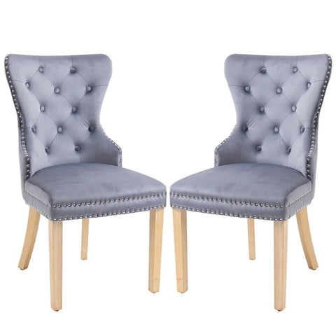 Wallick Tufted Velvet Dining Chairs with Nailhead Trim (Set of 2)