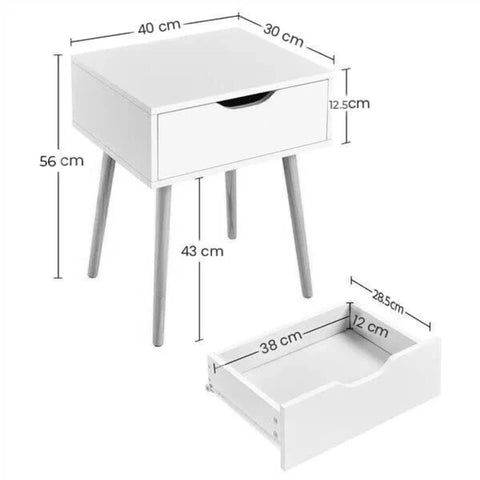 Modern Brown and Black Nightstand with Drawer and Solid Wood Legs