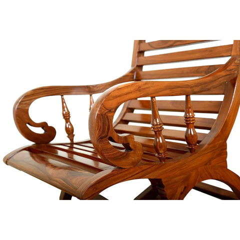 Classic Handcrafted Rocking Chair with Sculpted Armrests