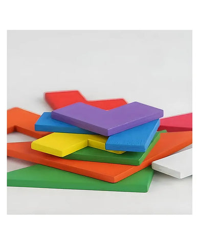 Kids Wooden Children'S Educational Colorful Square Tangram Game Chess Xo Tic-Tac-Toe Nine-Square Three-In-One Puzzle Building Blocks Early Education Toy