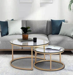 Nordic Glass-Top Nesting Coffee Table Set of 2