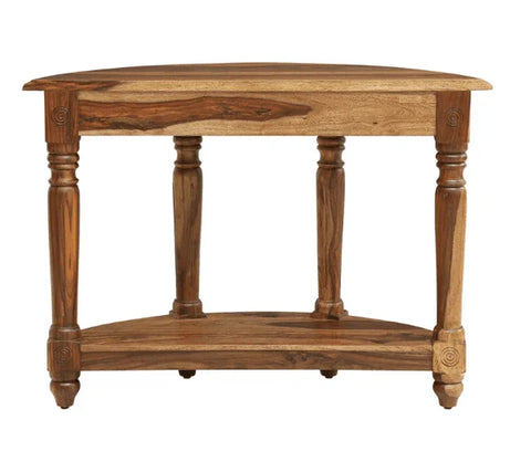 Half-Moon Sheesham Wood Console Table with Drawer