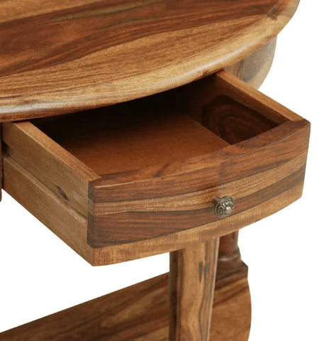 Half-Moon Sheesham Wood Console Table with Drawer