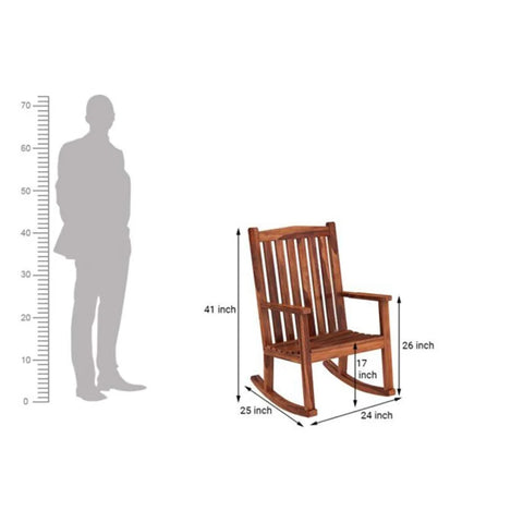 Nobel Honey-Finish Rocking Chair with High Back and Armrests