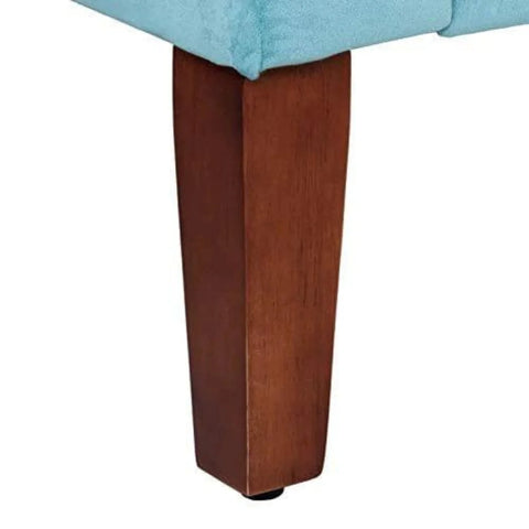 Teal Velvet Tufted Storage Bench with Wooden Legs