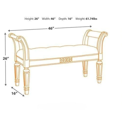 Ashley Realyn French Country Upholstered Tufted Accent Bench in Antique White