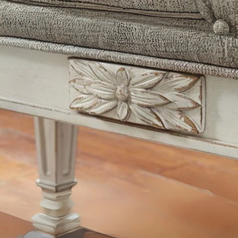 Ashley Realyn French Country Upholstered Tufted Accent Bench in Antique White