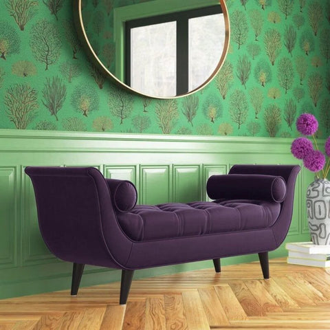 Modern Cordelia Upholstered Tufted Bench with Flared Arms