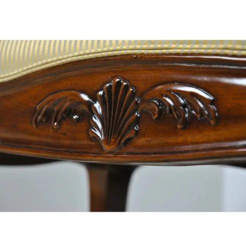 Handcrafted Teak Wood Upholstered Bench with Carved Details