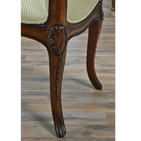 Handcrafted Teak Wood Upholstered Bench with Carved Details