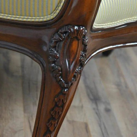 Handcrafted Teak Wood Upholstered Bench with Carved Details