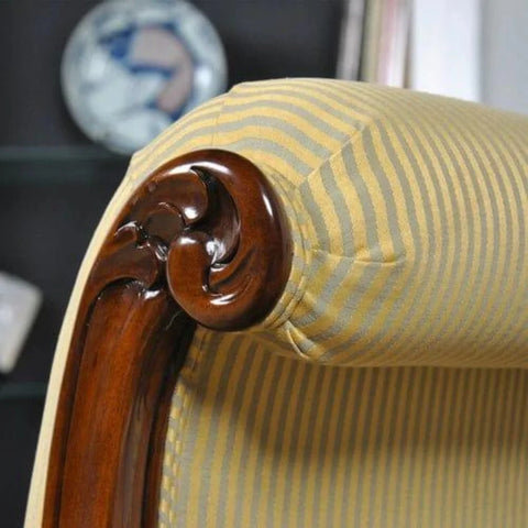 Handcrafted Teak Wood Upholstered Bench with Carved Details