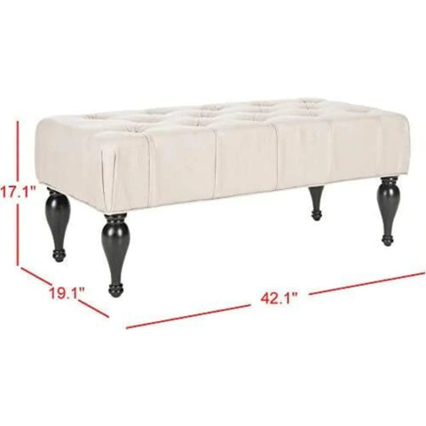 Safavieh Mercer Collection Rupert Tufted Bench in Taupe Linen
