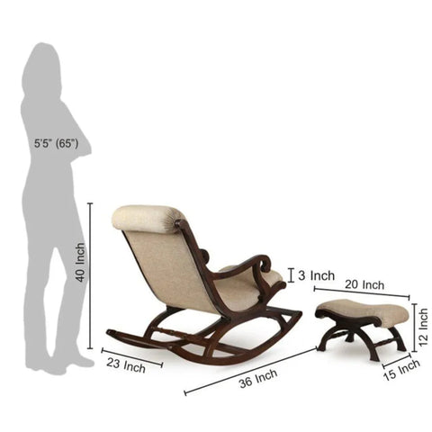 Elegant Rocking Chair with Cushioned Comfort and Matching Footrest