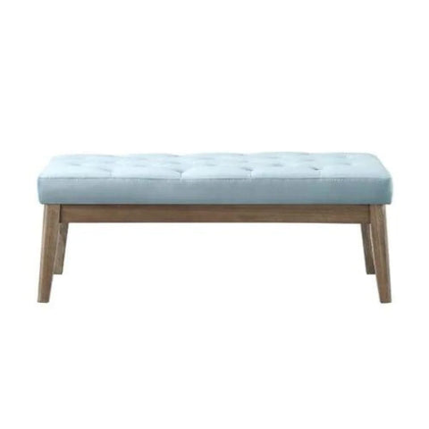 Seaglass Velvet Upholstered Tufted Bench with Solid Wood Legs
