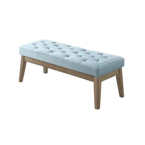 Seaglass Velvet Upholstered Tufted Bench with Solid Wood Legs