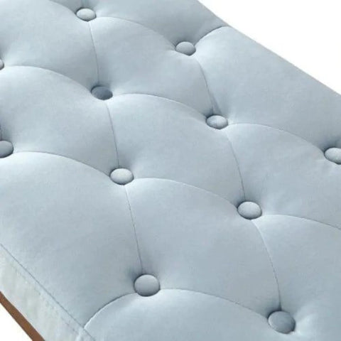 Seaglass Velvet Upholstered Tufted Bench with Solid Wood Legs