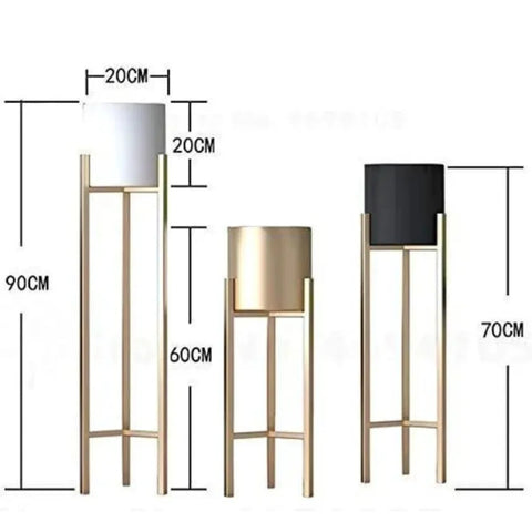 3-Piece Golden Metal Plant Stand Set for Indoor Plants