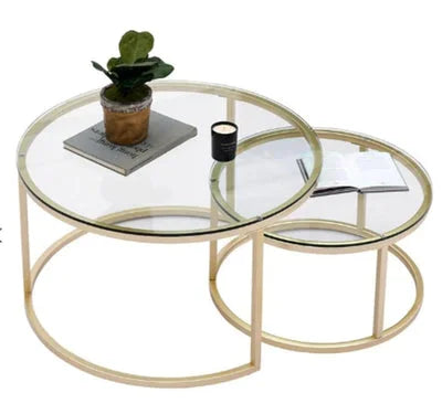 Nordic Glass-Top Nesting Coffee Table Set of 2