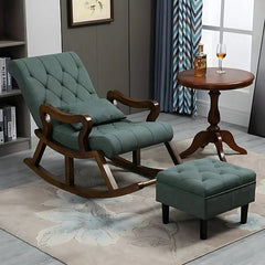Wooden Rocking Chair with Footrest