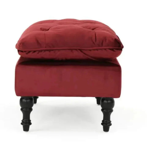 Victorian-Inspired Velvet Tufted Ottoman with Pillowtop Cushion