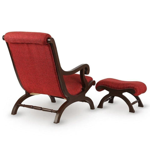 Elegant Red Cushioned Rocking Chair with Matching Footrest
