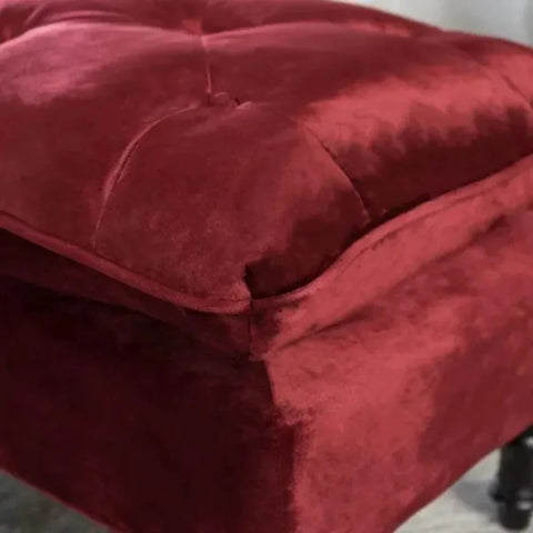 Victorian-Inspired Velvet Tufted Ottoman with Pillowtop Cushion