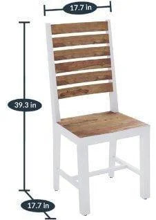 Modern Sheesham/Mango Wood Dining Chairs in Brown & White Finish – Set of 2