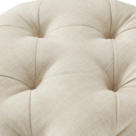 Cream Tufted Cotton Cushion Ottoman for Home Decor