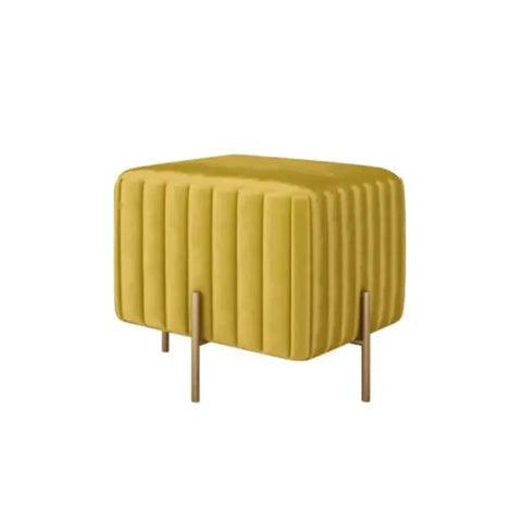Yellow Velvet Upholstered Square Ottoman Footrest for Modern Homes