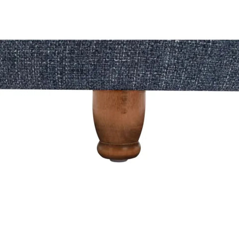 Blue Round Upholstered Storage Ottoman with Button Tufting