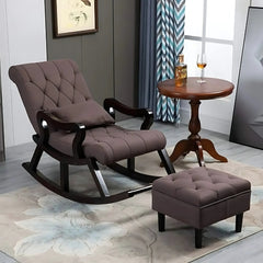 Wooden Rocking Chair with Footrest